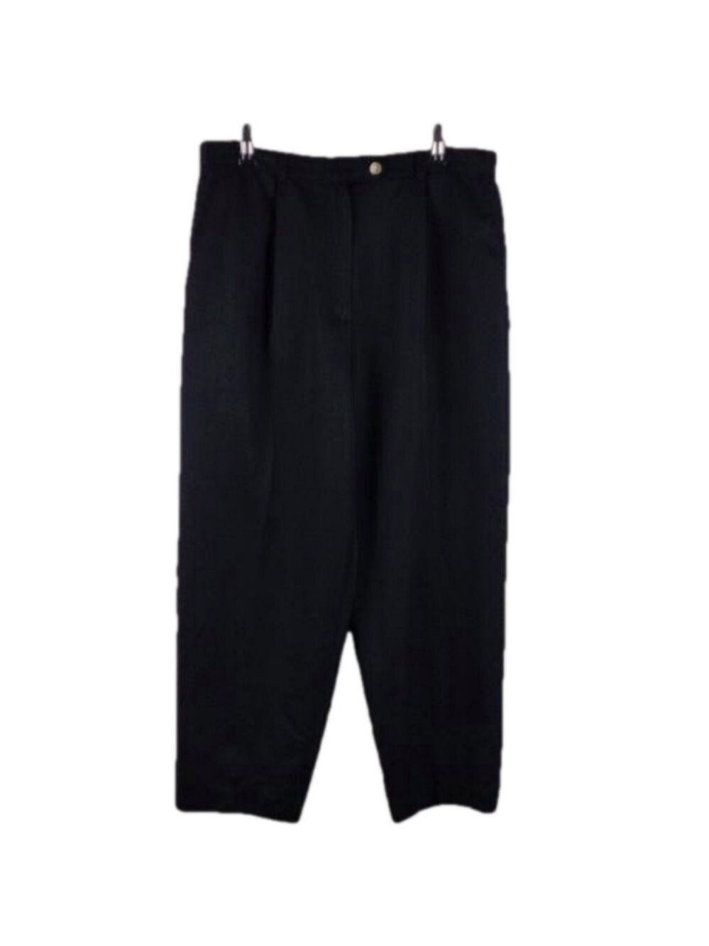 Talbots Petites Vintage Black High Rise Pleated Front Tapered Leg Relaxed Pant
